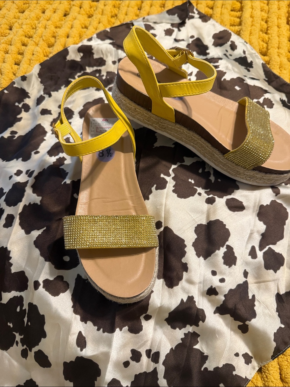 Forever Link Yellow Rhinestone Espadrille Sandals